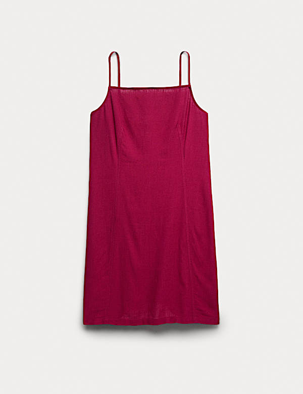 Square Neck Mini Shift Dress with Linen - AU