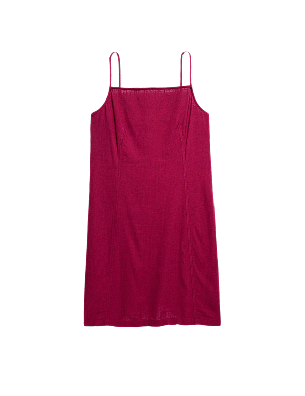 Square Neck Mini Shift Dress with Linen