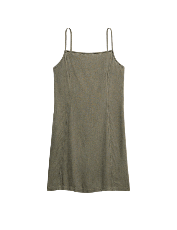 Square Neck Mini Shift Dress with Linen
