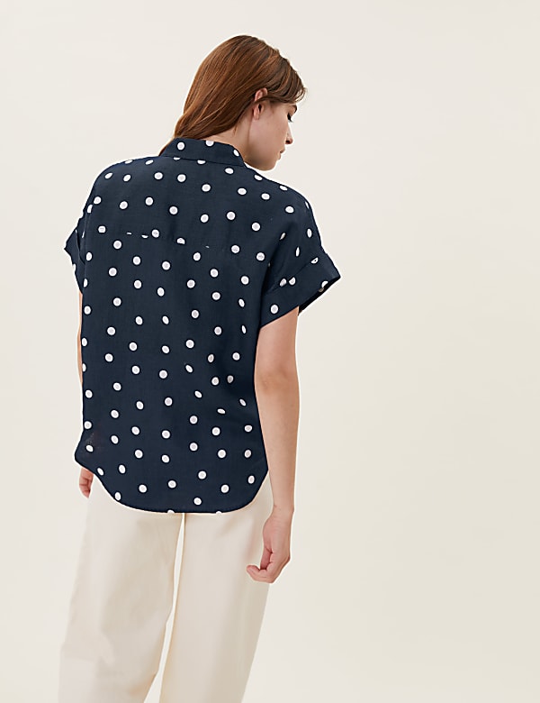 Pure Linen Polka Dot Shirt