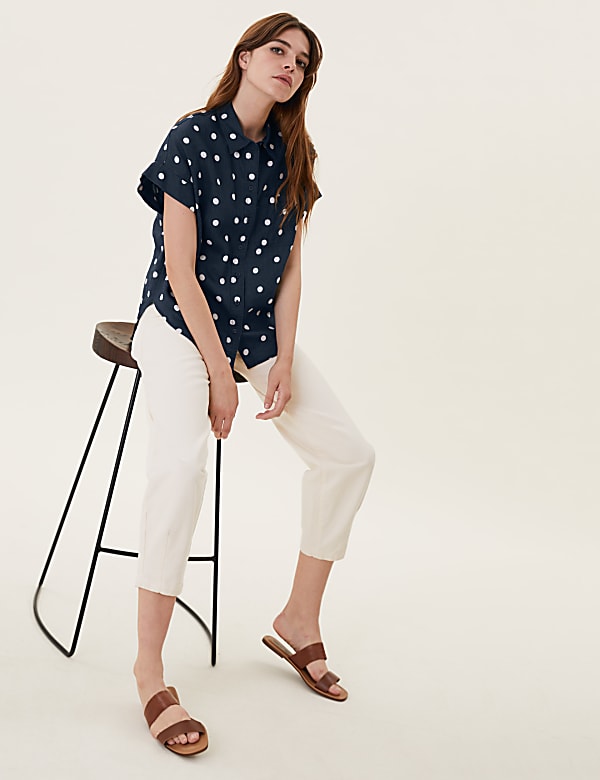 Pure Linen Polka Dot Shirt