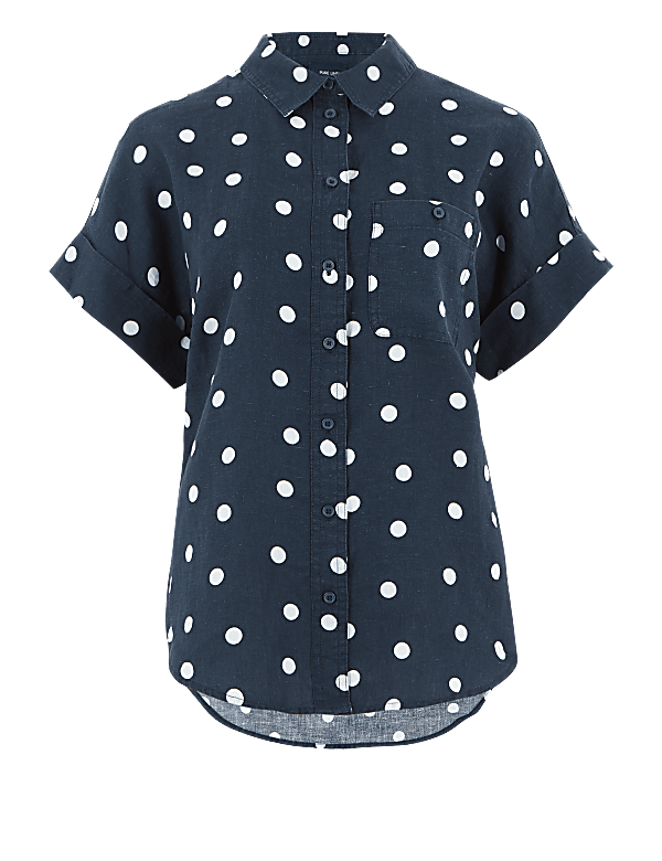 Pure Linen Polka Dot Shirt