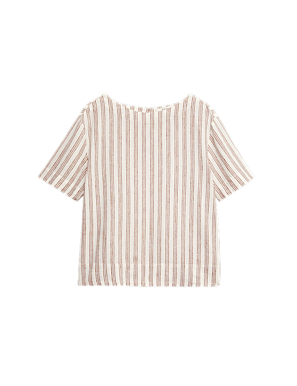 Linen Rich Striped Relaxed T-Shirt