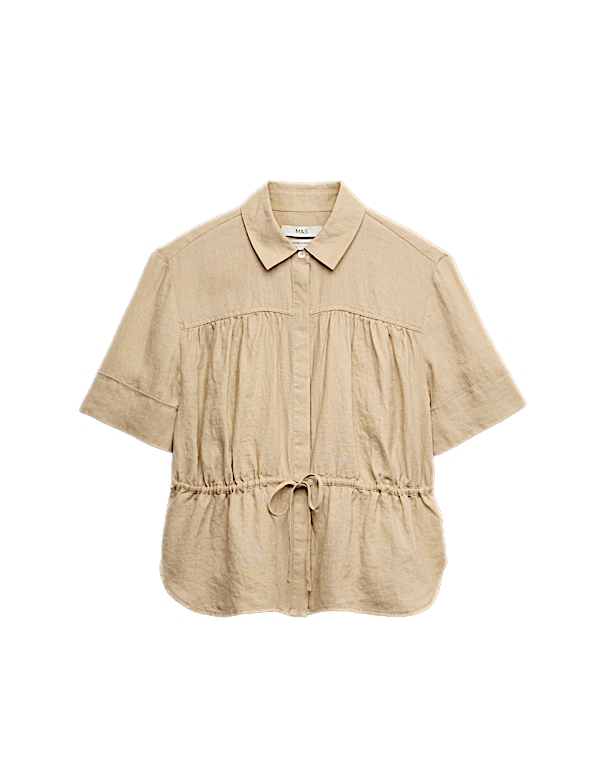 Pure Linen Relaxed Drawstring Shirt