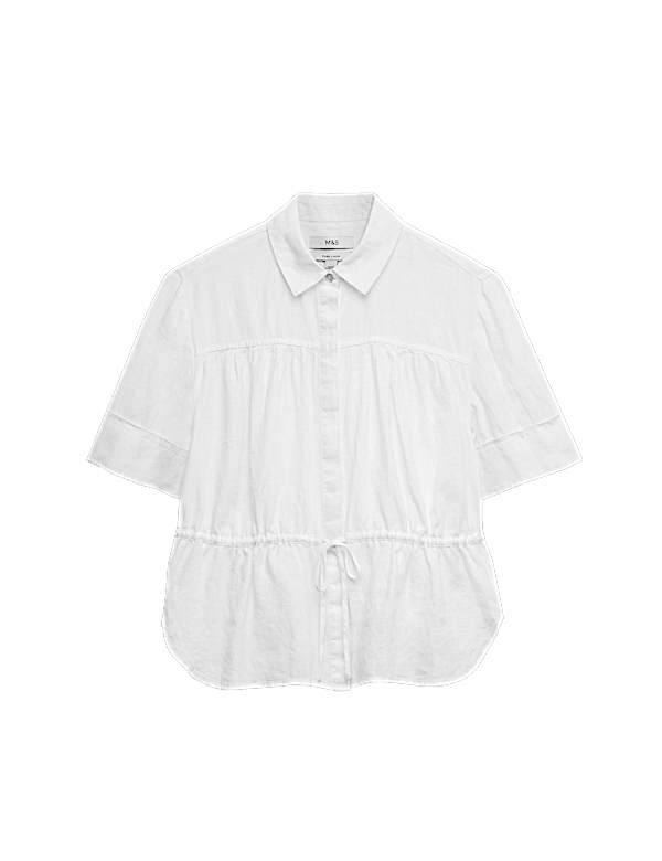 Pure Linen Relaxed Drawstring Shirt