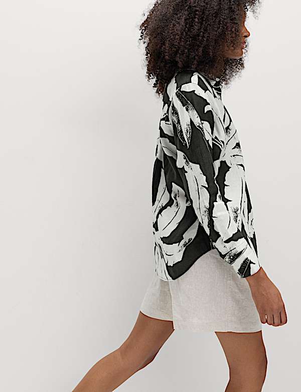 Pure Linen Printed Collared Shirt
