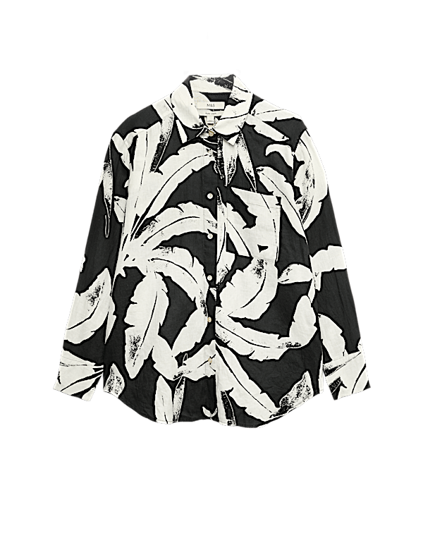 Pure Linen Printed Collared Shirt
