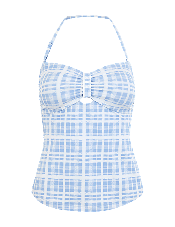 Checked Bandeau Tankini Top