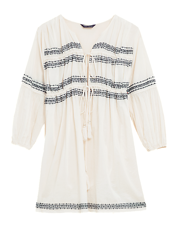 Pure Cotton Embroidered Mini Beach Dress