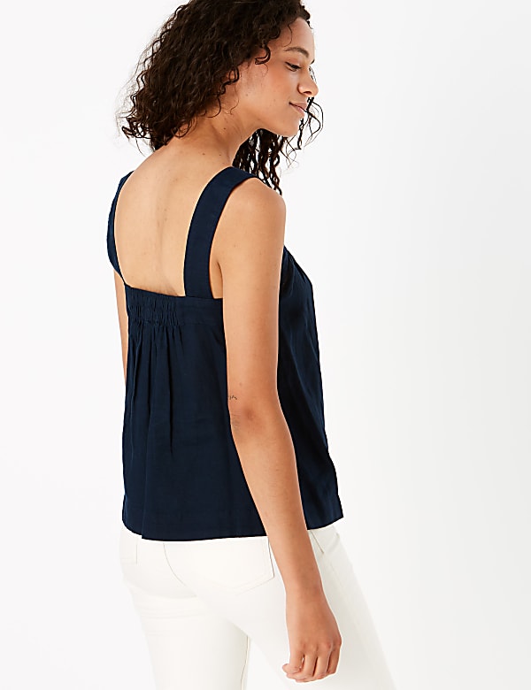 Pure Linen Square Neck Camisole Top