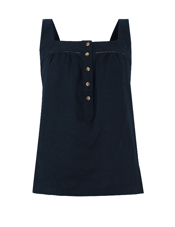 Pure Linen Square Neck Camisole Top