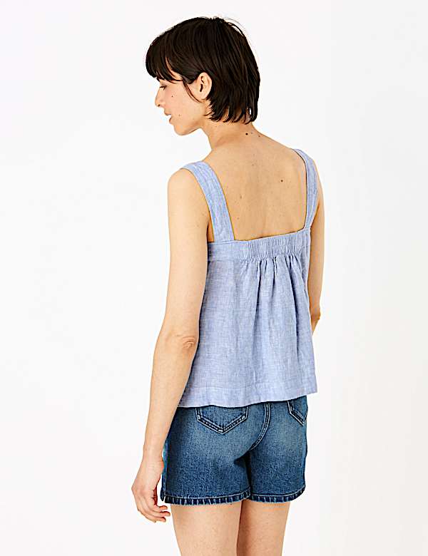 Pure Linen Square Neck Camisole Top
