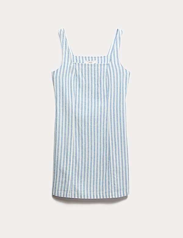 Linen Rich Striped Mini Shift Dress - VN