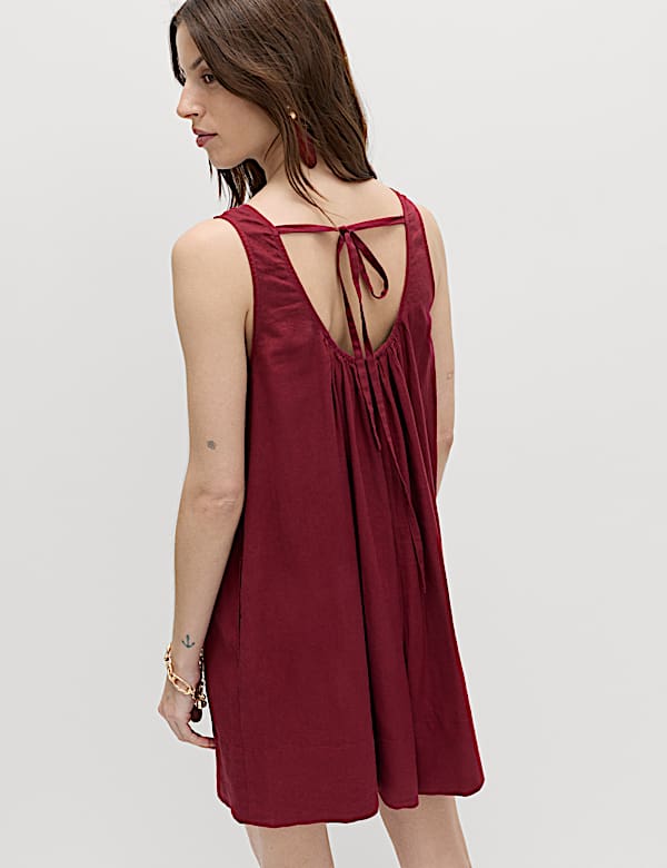 Linen Rich Tie Detail Volume Playsuit - NZ