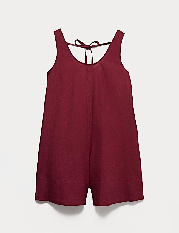 Linen Rich Tie Detail Volume Playsuit - NZ