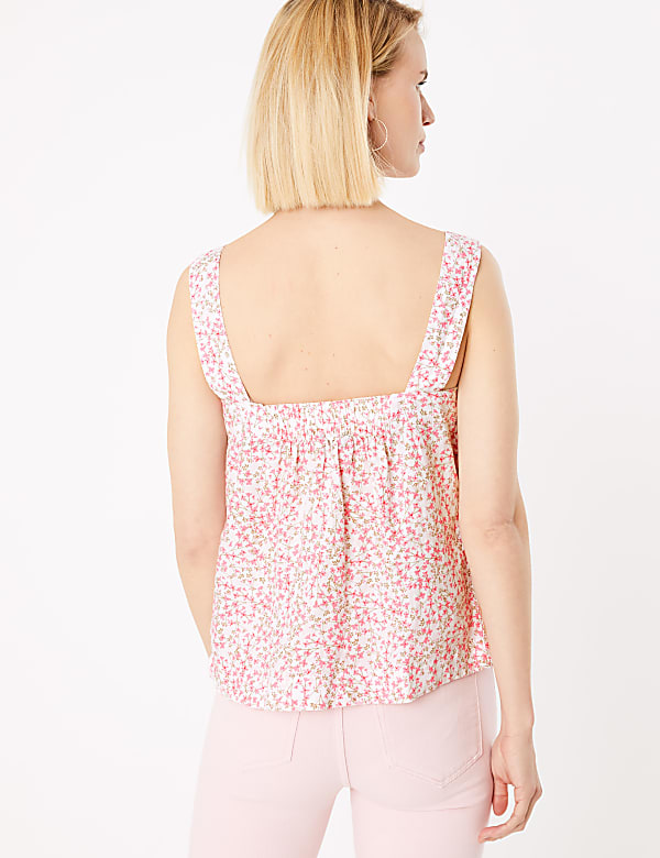Pure Linen Floral Camisole Top