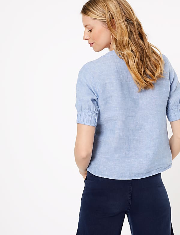 Pure Linen Square Neck Blouse
