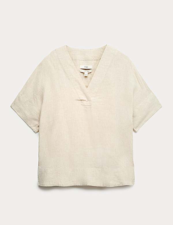 Pure Linen V-Neck Popover Top