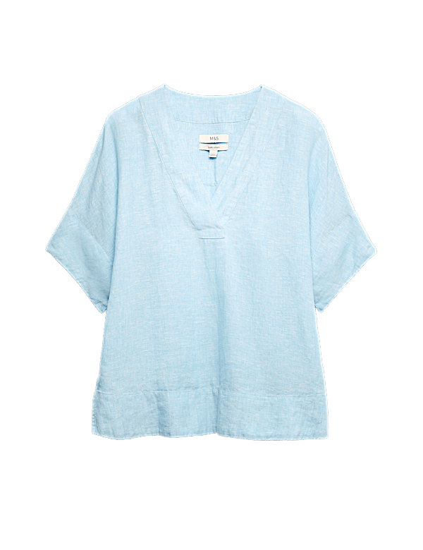Pure Linen V-Neck Popover Top