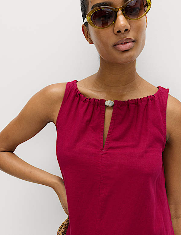 Robe tube longue en lin &agrave; d&eacute;tail de perles - CA