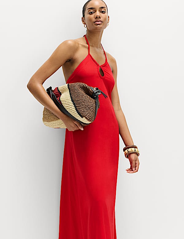 Linen Rich Halter Neck Maxi Dress - LV
