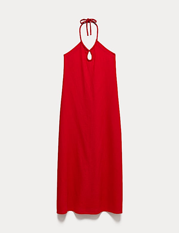 Linen Rich Halter Neck Maxi Dress - LV