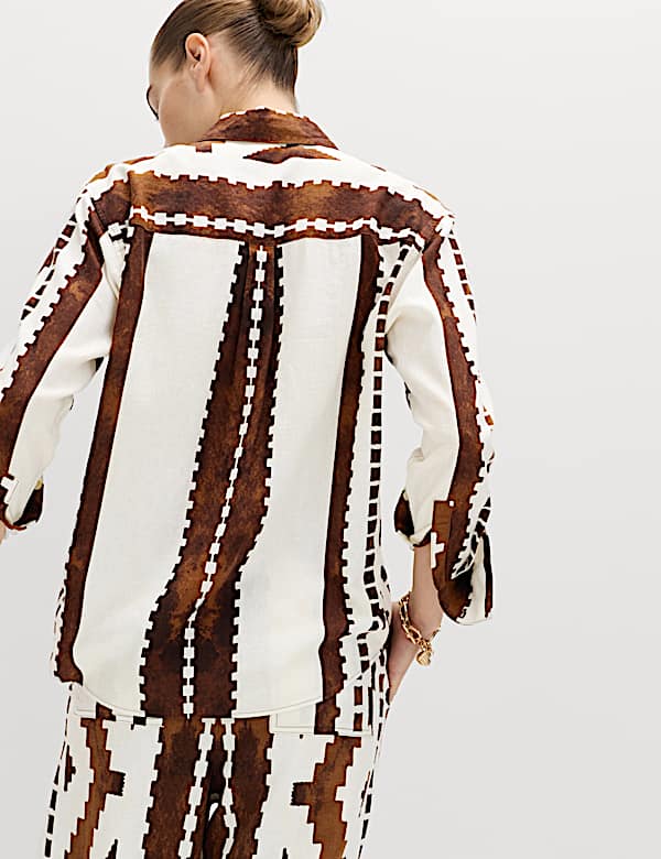 Linen Rich Geometric Collared Shirt