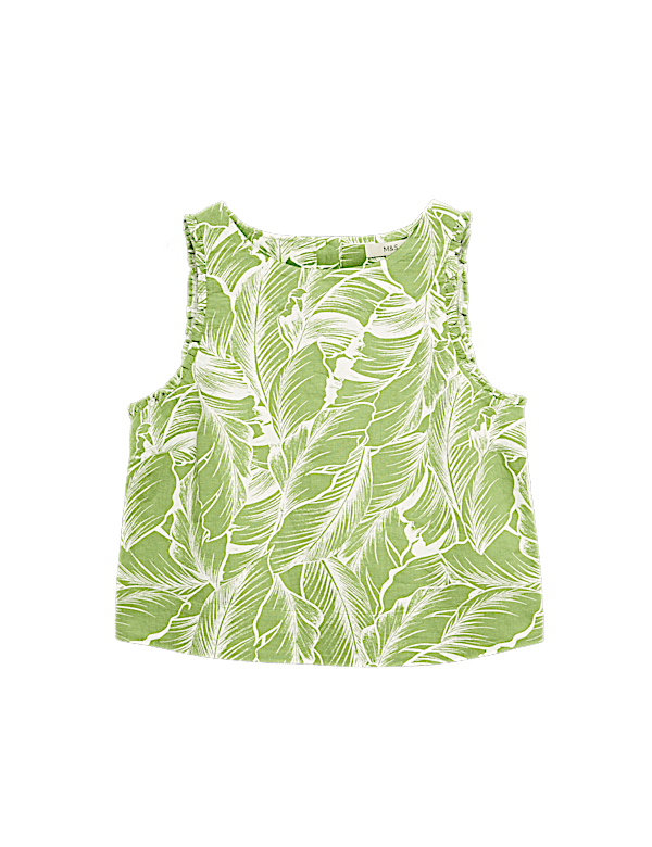 Linen Rich Leaf Print Vest Top