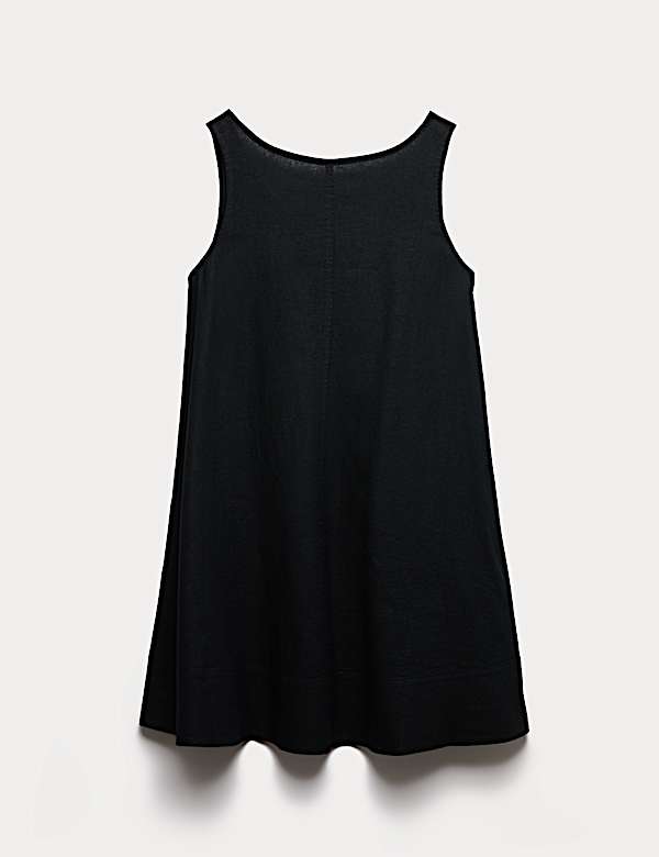 Linen Rich Scoop Neck Mini Swing Dress - HU