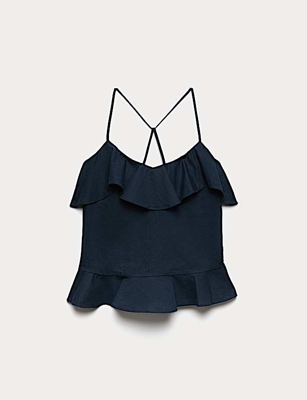 Atasan Cami Rimpel Campuran Katun Linen - ID
