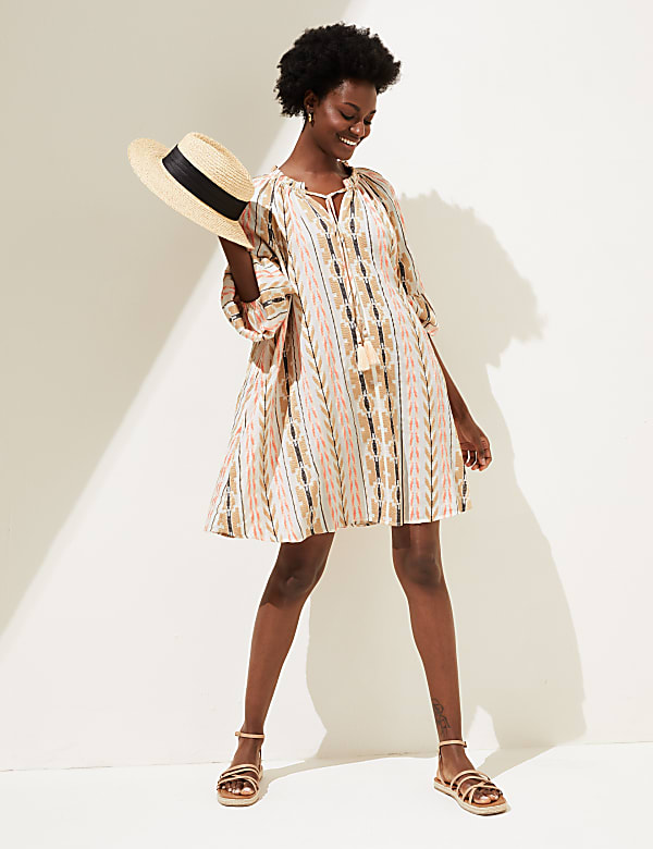 Cotton Blend Jacquard Beach Cover Up Kaftan