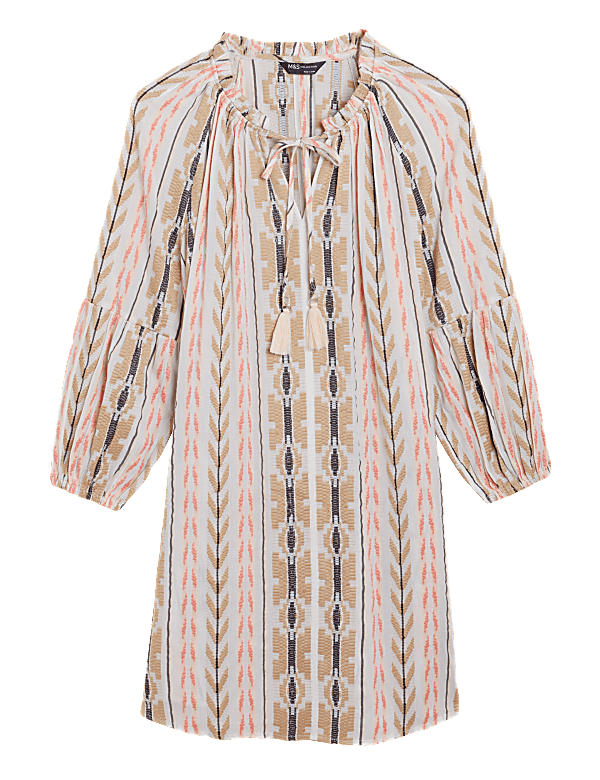 Cotton Blend Jacquard Beach Cover Up Kaftan