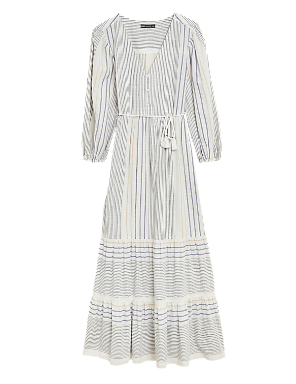 Pure Cotton Printed V-Neck Maxi Dress