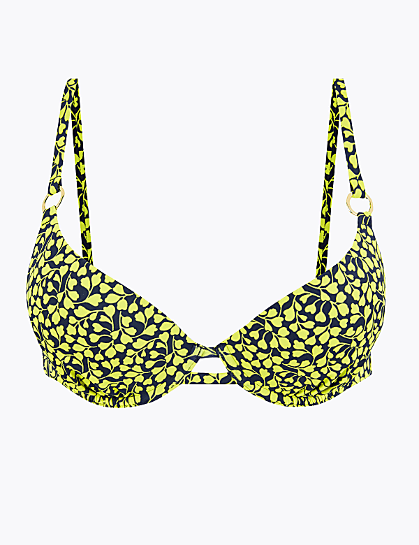 Mini Leaf Padded Wired Plunge Bikini Top