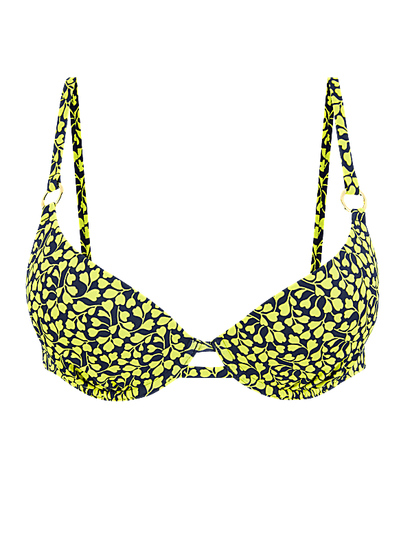Mini Leaf Padded Wired Plunge Bikini Top