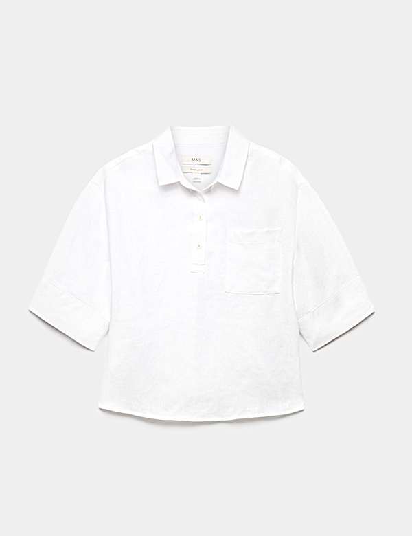 Pure Linen V-Neck Relaxed Top - BG