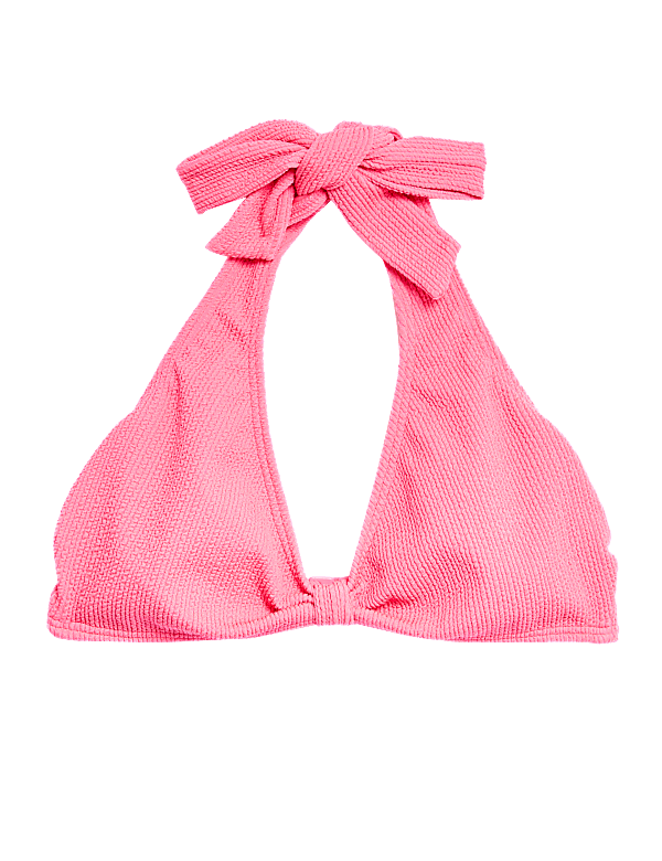 Textured Knot Front Bikini Top