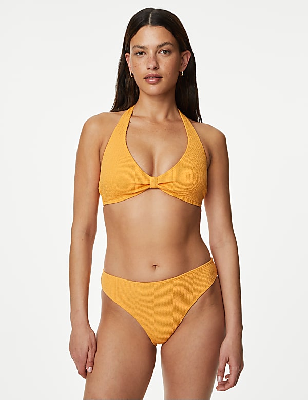 Textured High Leg Bikini Bottoms