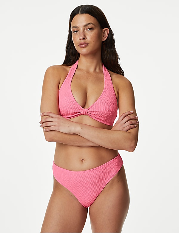 Textured High Leg Bikini Bottoms