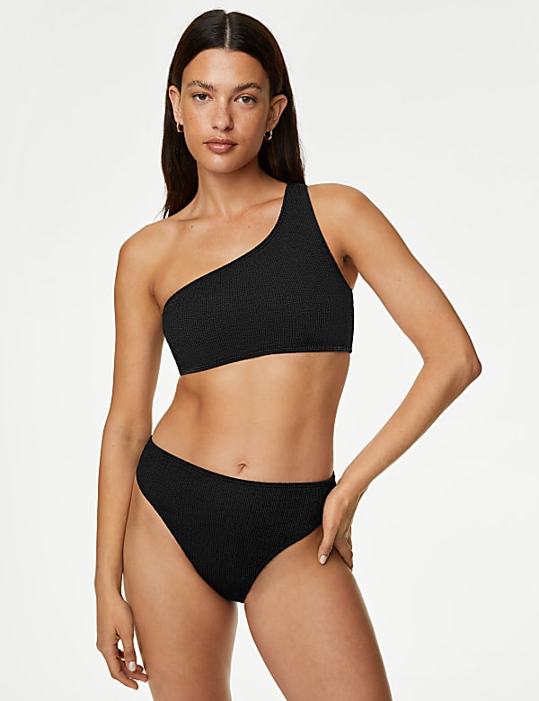 Textured One Shoulder Bikini Top
