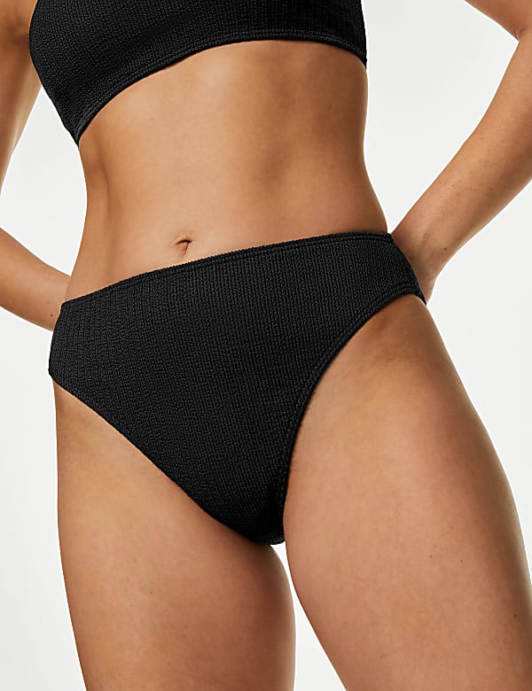 Textured High Waisted Bikini Bottoms