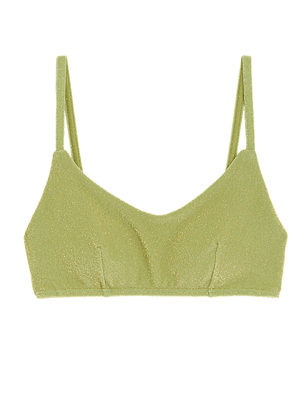 Padded Sparkle V-Neck Bikini Top