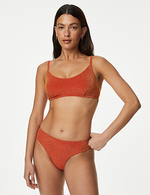 Padded Sparkle V-Neck Bikini Top