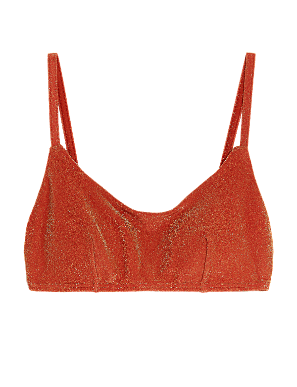 Padded Sparkle V-Neck Bikini Top