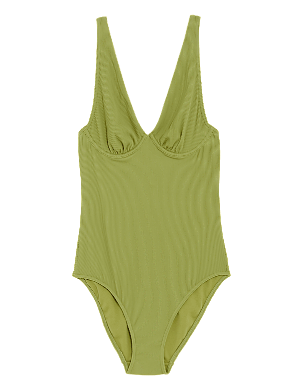 Ribbed Wired Plunge Swimsuit