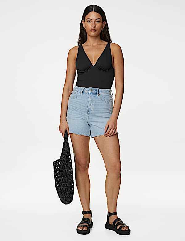 Ribbed Wired Plunge Swimsuit