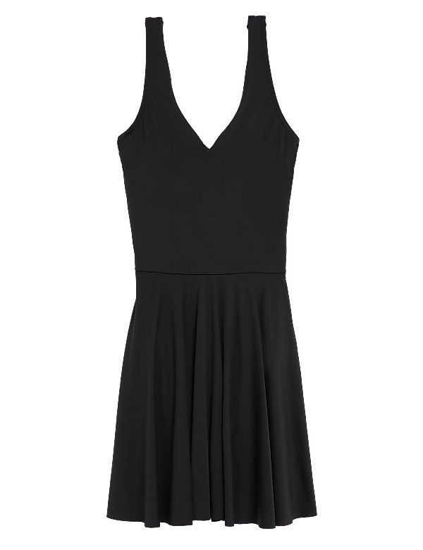Padded Plunge V-Neck Swim Dress