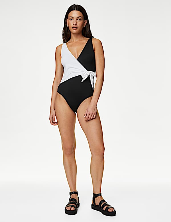 Tummy Control Wrap Plunge Swimsuit