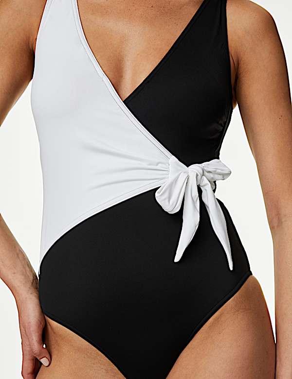 Tummy Control Wrap Plunge Swimsuit
