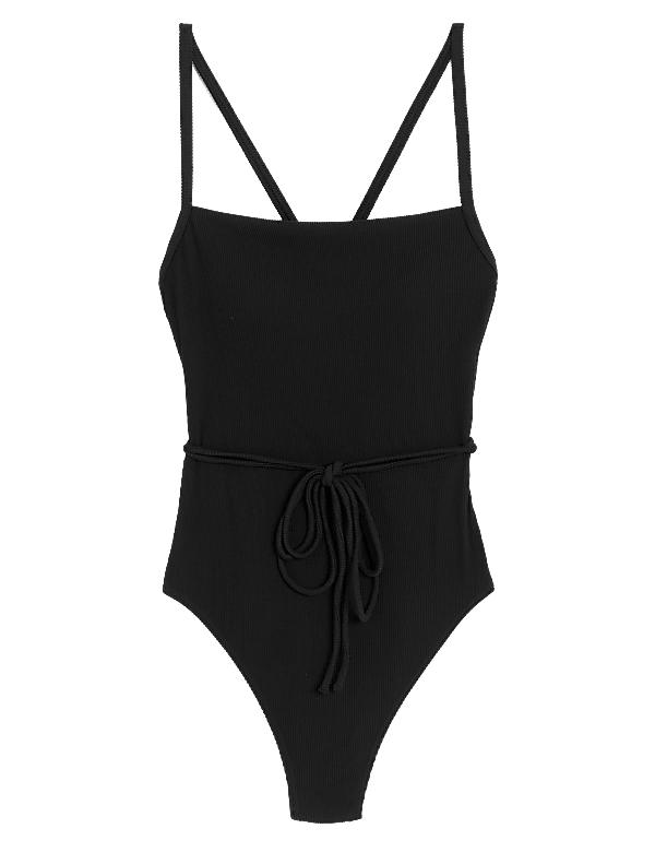 Ribbed Padded Square Neck Swimsuit